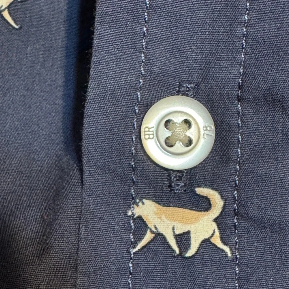 Banana Republic Long Sleeve Shirt Mens M Luxe Poplin Untucked Slim Fit Dogs Blue